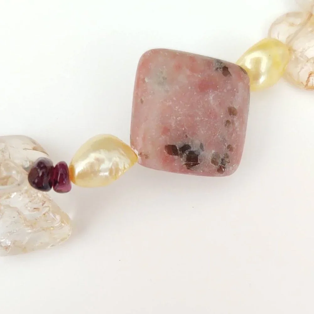 Stone, glass and shell necklace